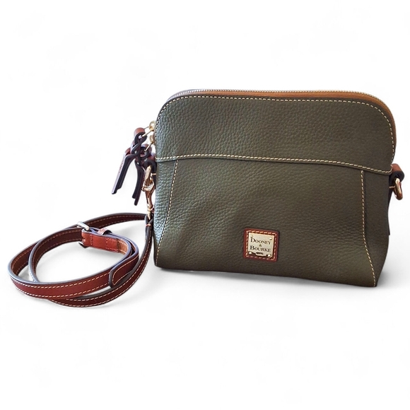 Dooney & Bourke Florentine Small Cameron Satchel Green w/ Leather Rose Charm - Picture 2 of 14